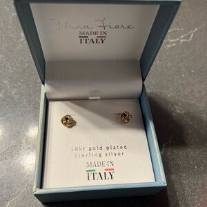 Mia Fiore Gold Knot Stud Earrings - 18kt Gold Plated Sterling Silver
